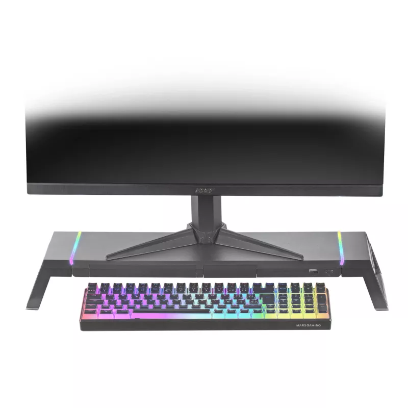 Mars Gaming MGS-ONE čierny Chroma RGB stojan na monitor nastaviteľná veľkosť držiak na smartfón a tablet predný USB 2.0