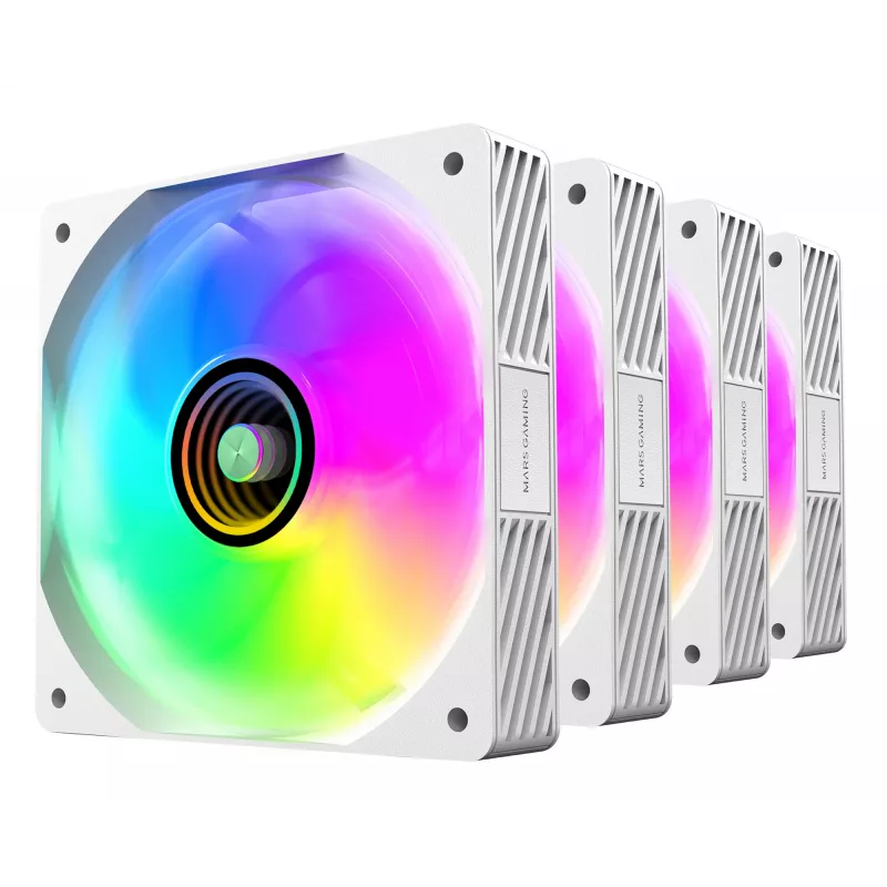Mars Gaming MFSI4KITW chladiaci systém počítača ventilátor do počítačovej skrine 12 cm biely