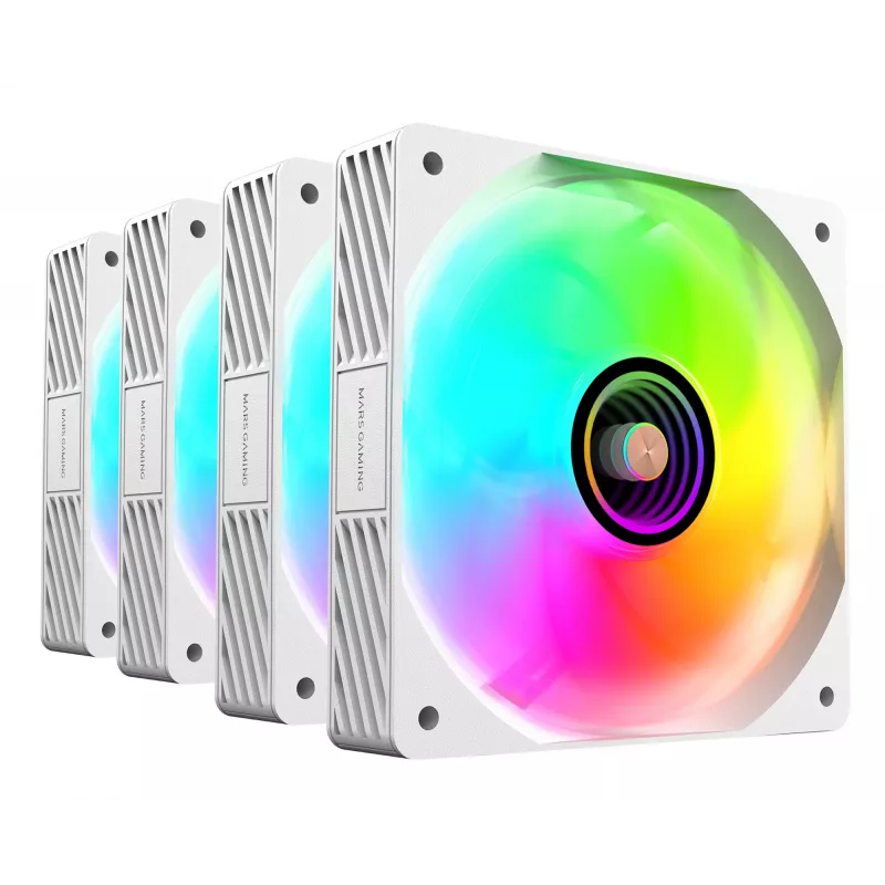 Mars Gaming MFSI4KITW chladiaci systém počítača ventilátor do počítačovej skrine 12 cm biely
