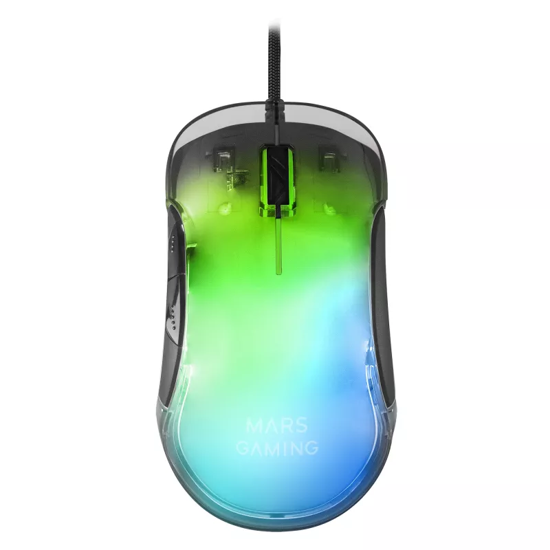 Mars Gaming MMGLOW herná myš RGB Chroma-Glow zrkadlový povrch 12800 DPI čierna