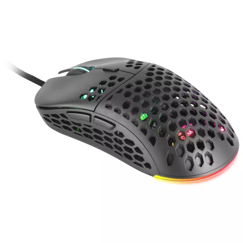 Mars Gaming MM55 čierna RGB Chroma herná myš ultralehká 55g 12800 DPI HUANO mechanické spínače