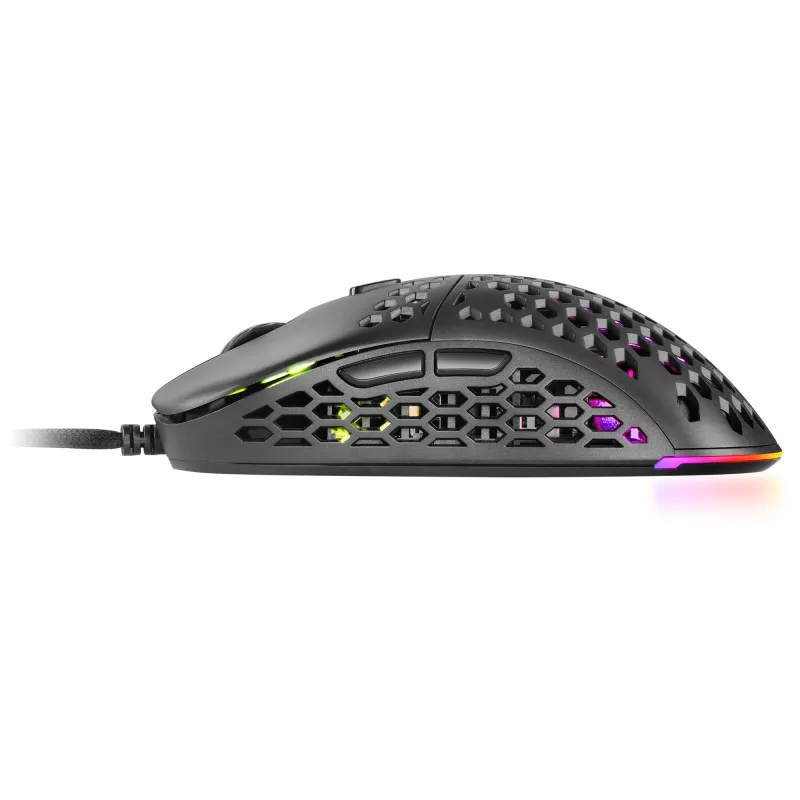 Mars Gaming MM55 čierna RGB Chroma herná myš ultralehká 55g 12800 DPI HUANO mechanické spínače