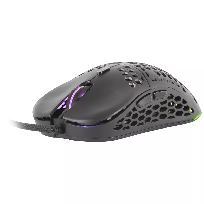 Mars Gaming MM55 čierna RGB Chroma herná myš ultralehká 55g 12800 DPI HUANO mechanické spínače