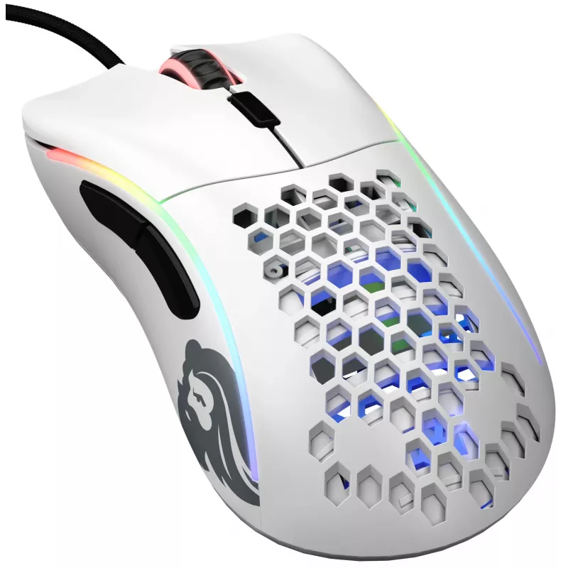 Glorious Gaming Glorious Model D Minus - matná biela, pravá ruka, optická, USB Type-A, 3200 DPI, 1 ms, biela