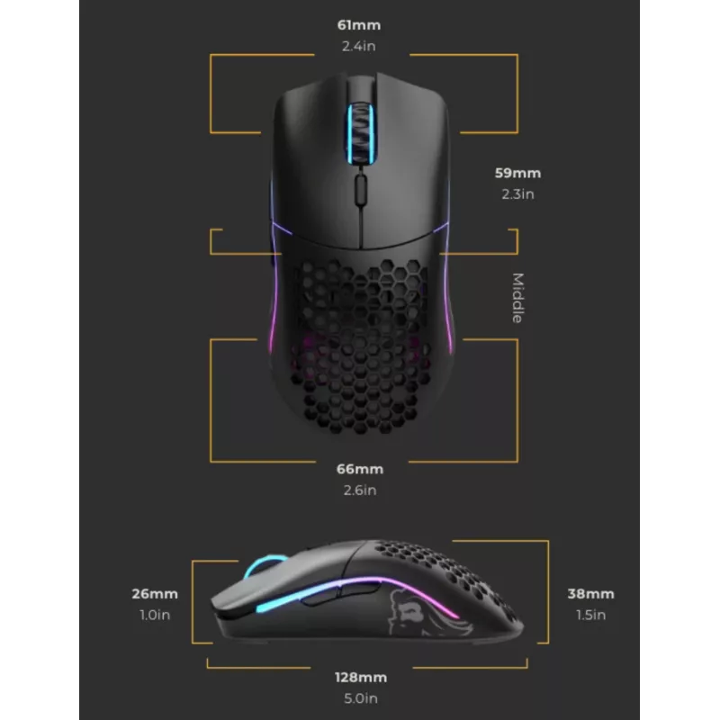 Glorious Gaming Glorious Model O Wireless - matná čierna, pravá ruka, optická, RF bezdrôtová, 19000 DPI, 1 ms, čierna
