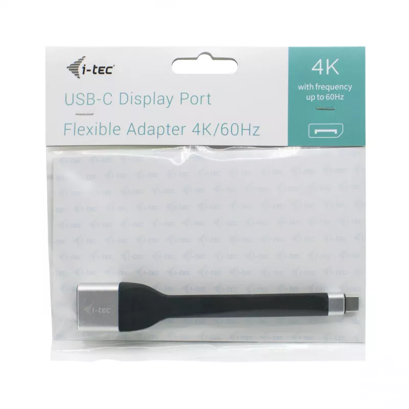 ITEC USB-C na DisplayPort adaptér i-tec USB-C plochý DP adaptér 4K/60 Hz, 0,11 m kábel, čierny