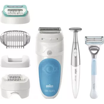 Braun Silk-épil 5 810 + Gillette Venus Trimmer 28 pinzet modrá, biela