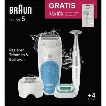 Braun Silk-épil 5 810 + Gillette Venus Trimmer 28 pinzet modrá, biela