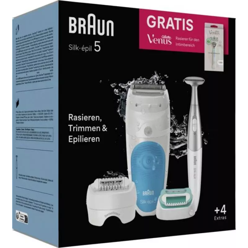 Braun Silk-épil 5 810 + Gillette Venus Trimmer 28 pinzet modrá, biela