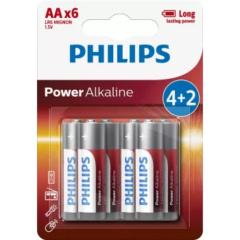 Jednorazová batéria Philips Power Alkaline LR6P6BP/10