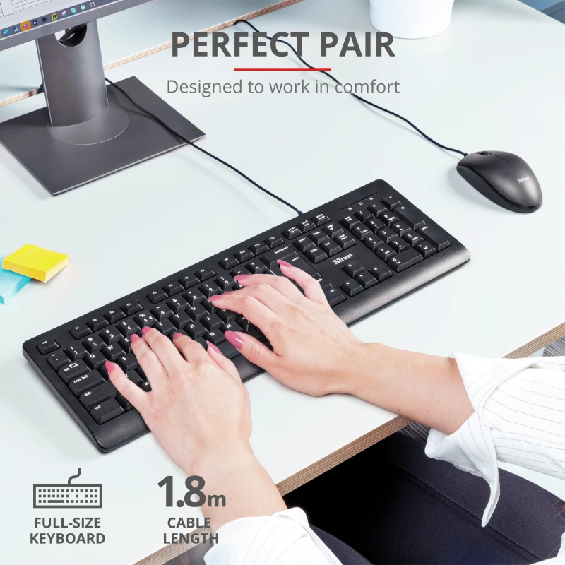 Trust Primo klávesnica myš súčasťou univerzálna USB AZERTY belgická čierna