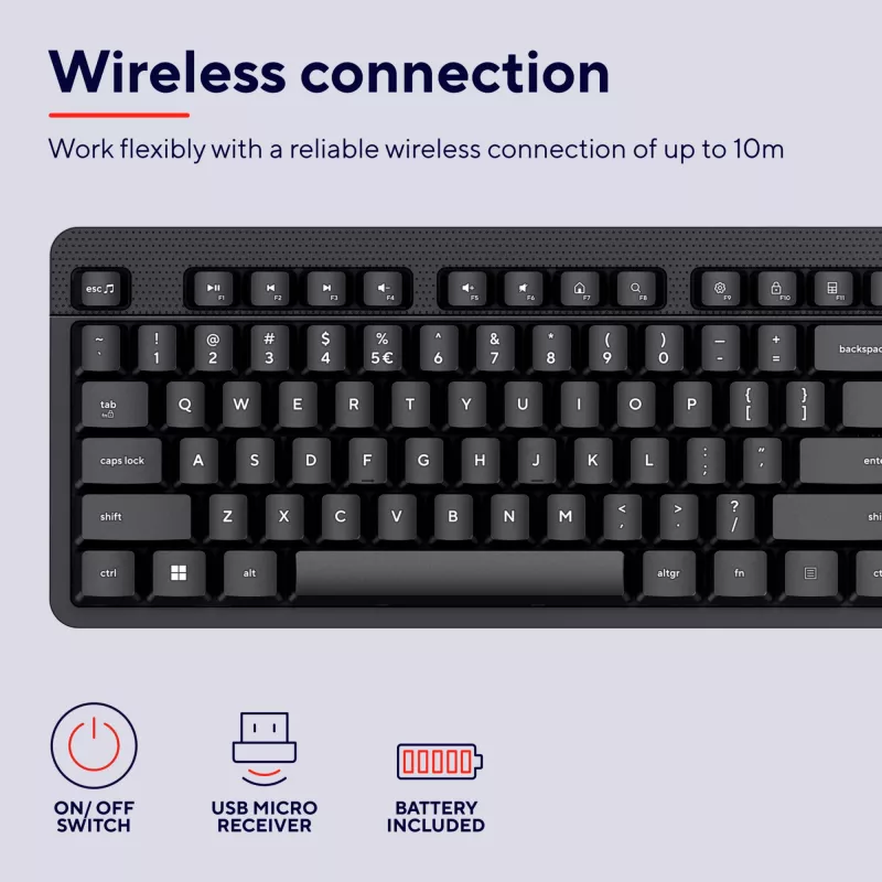 TRUST Ody II Full-Size bezdrôtová RF QWERTY nordická čierna