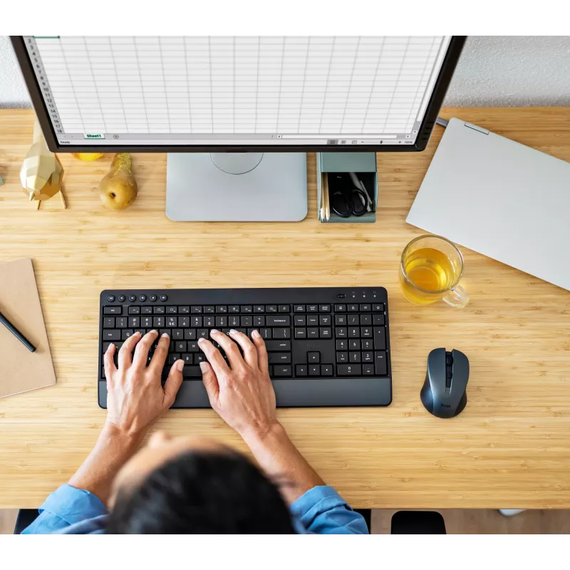 Trust Trezo klávesnica myš súčasťou kancelária RF bezdrôtová AZERTY belgická čierna