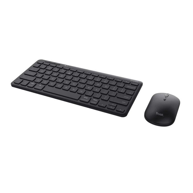 Trust Lyra klávesnica, myš súčasťou, kancelária, RF bezdrôtová + Bluetooth, AZERTY, belgická, čierna