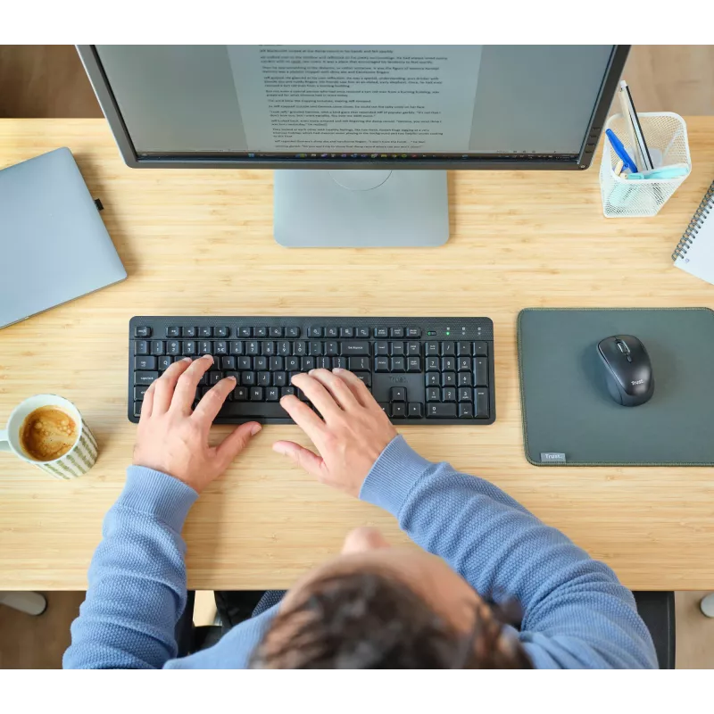 Trust Ody II klávesnica myš súčasťou kancelária RF bezdrôtová AZERTY belgická čierna