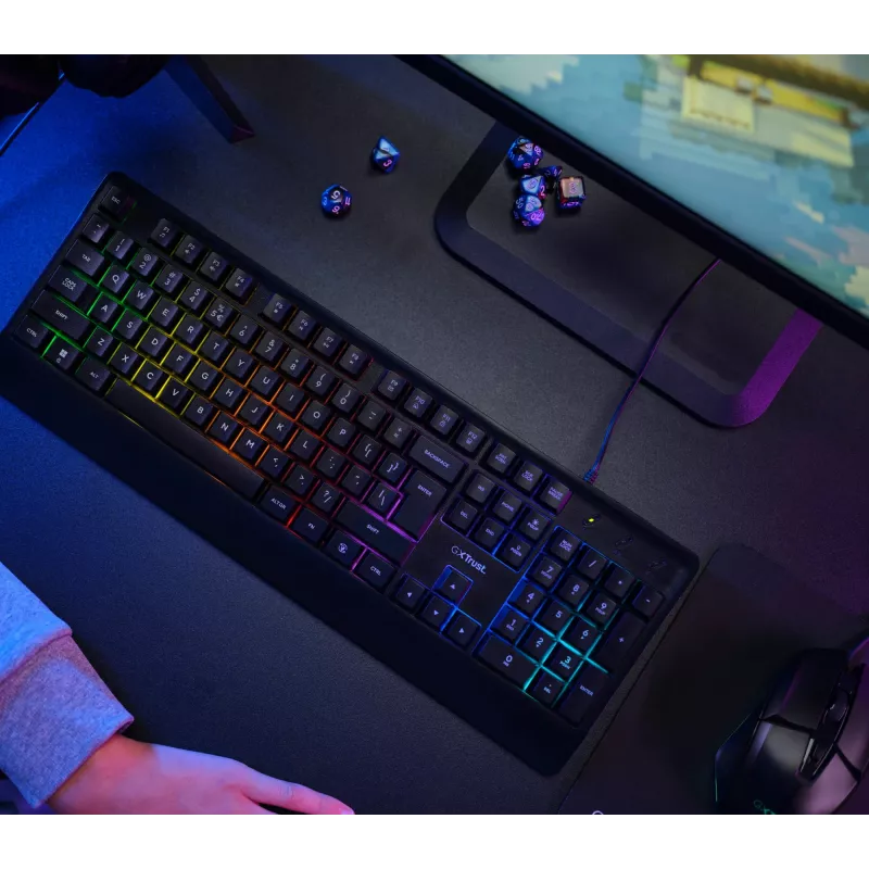 Trust GXT 792 Quadrox klávesnica myš v balení gaming USB QWERTY belgická čierna