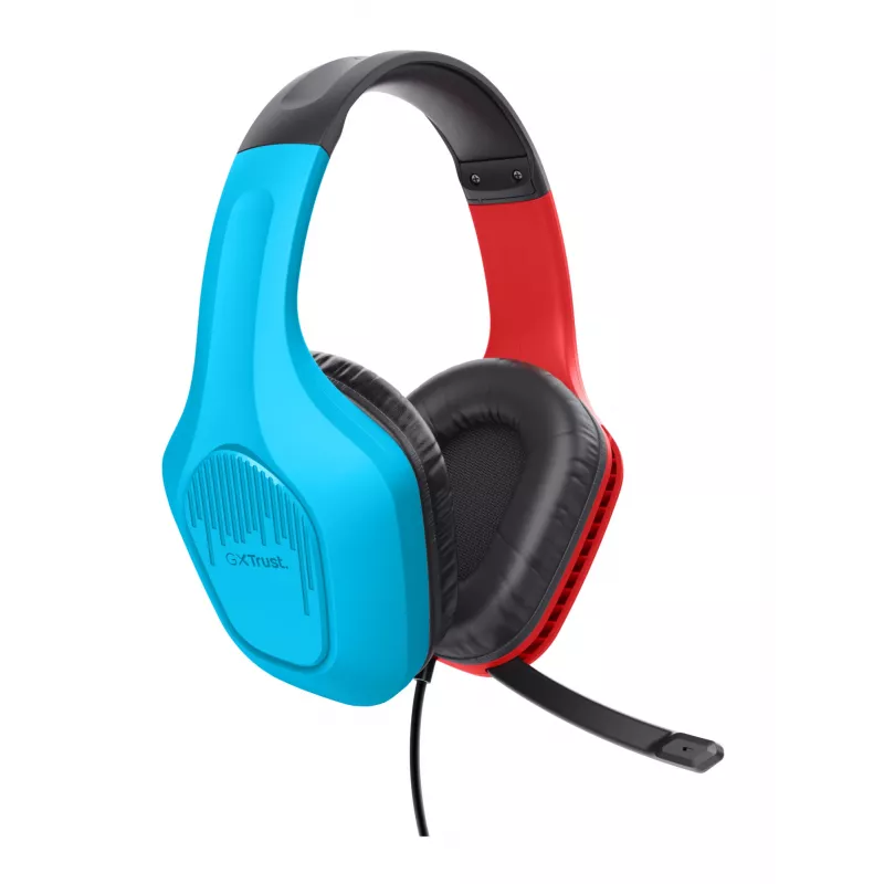 Trust GXT 416S Zirox Headset káblový s hlavovým mostom gaming čierna, tyrkysová, červená