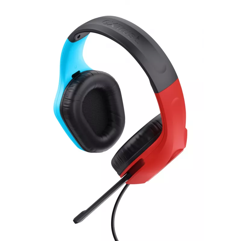 Trust GXT 416S Zirox Headset káblový s hlavovým mostom gaming čierna, tyrkysová, červená