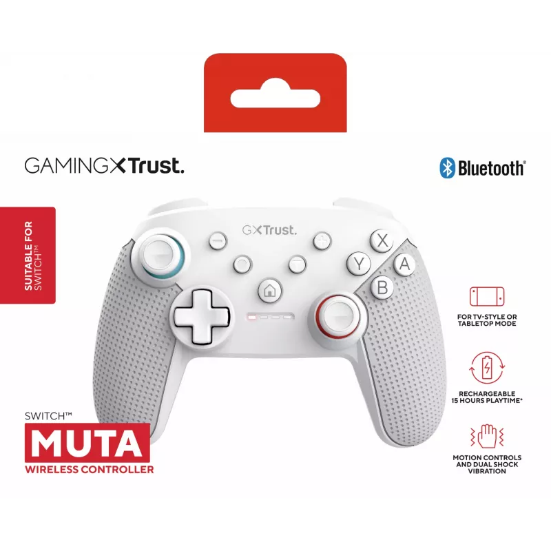 Trust GXT 1246W MUTA biela Bluetooth gamepad Nintendo Switch, Nintendo Switch Lite
