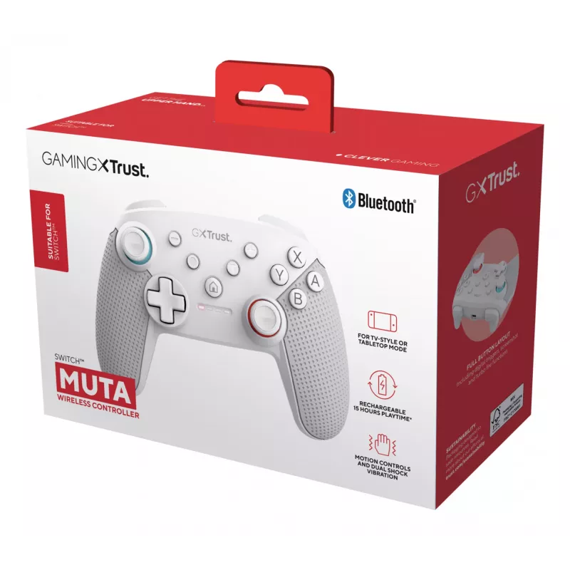 Trust GXT 1246W MUTA biela Bluetooth gamepad Nintendo Switch, Nintendo Switch Lite