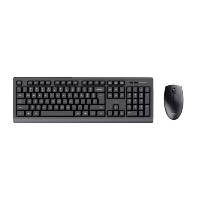 Bezdrôtová klávesnica a myš set TRUST Primo – full-size QWERTY membránová klávesnica, RF wireless, čierna, vrátane myši