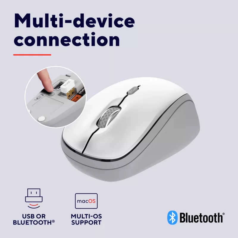 Trust Yvi+ myš univerzálna obojručná RF wireless + Bluetooth optická 1600 DPI