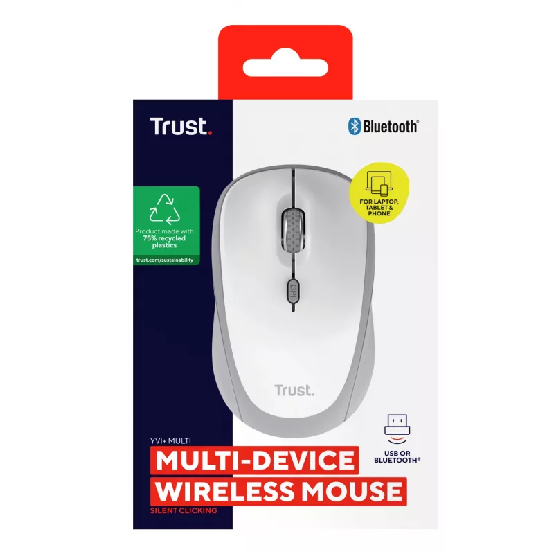 Trust Yvi+ myš univerzálna obojručná RF wireless + Bluetooth optická 1600 DPI