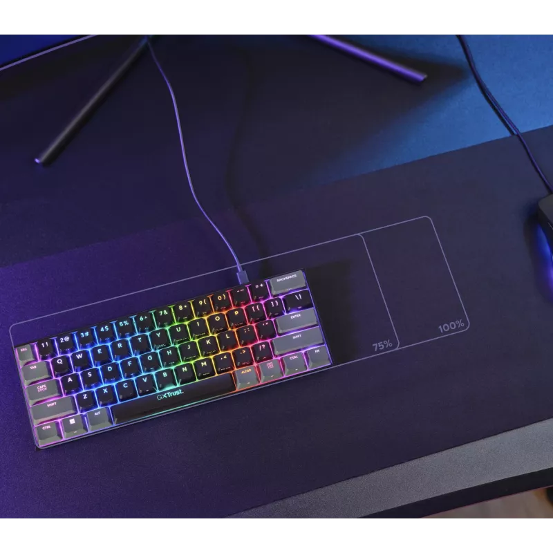 Trust GXT 867 Acira klávesnica gaming USB AZERTY belgická čierna, sivá