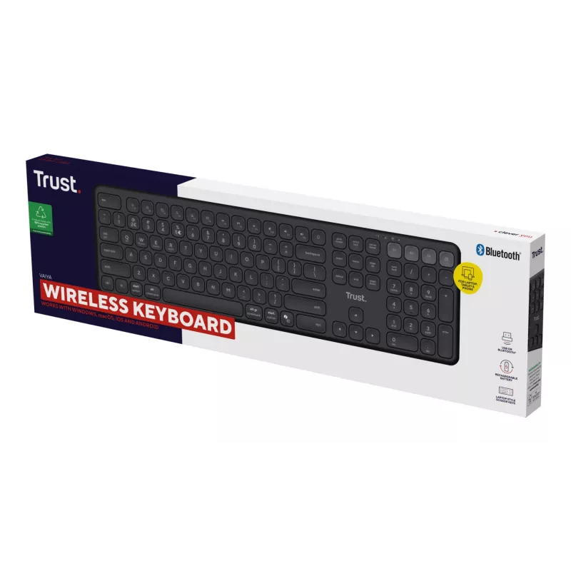 Trust Vaiya klávesnica univerzálna USB + RF wireless + Bluetooth AZERTY belgická čierna