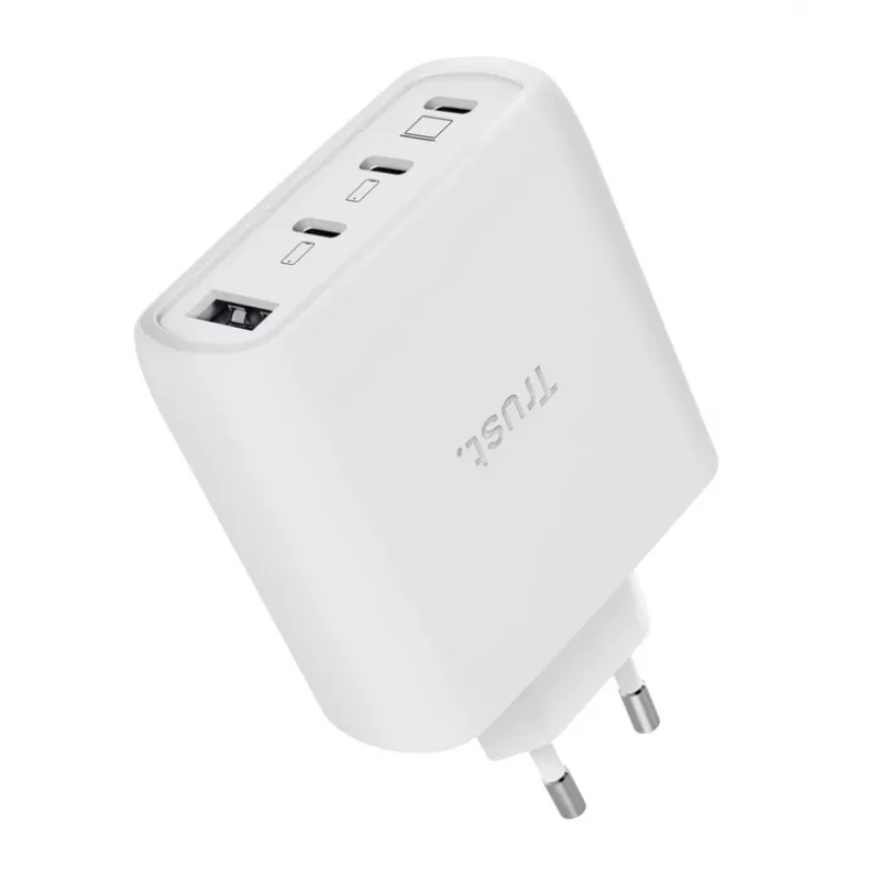 TRUST Maxo 65W interiérová AC rýchlonabíjačka, 3x USB-C, max. 20 V, 2 m kábel, biela