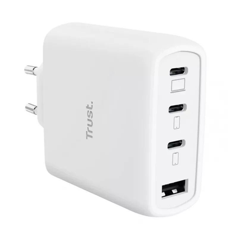 TRUST Maxo 65W interiérová AC rýchlonabíjačka, 3x USB-C, max. 20 V, 2 m kábel, biela