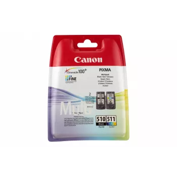 Canon PG-510/CL-511 BK/C/M/Y atramentové kazety multipack, štandardná výdrž, čierna, azúrová, purpurová, žltá, 2 ks, 300 strán, multipack