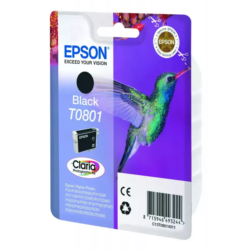 Epson Hummingbird jednobalenie čierna T0801 Claria Photographic Ink