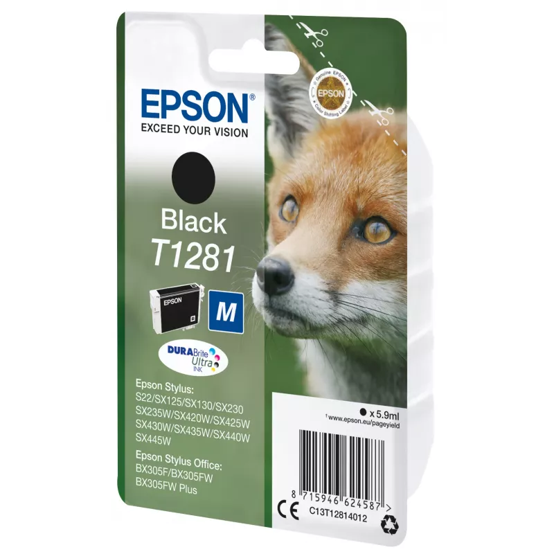 Epson T1281 Fox jednoduché balenie atramentová kazeta čierna
