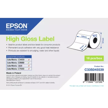 Epson vysoko lesklá etiketa – vysekávaná rolka: 102 mm x 51 mm, 610 etikiet