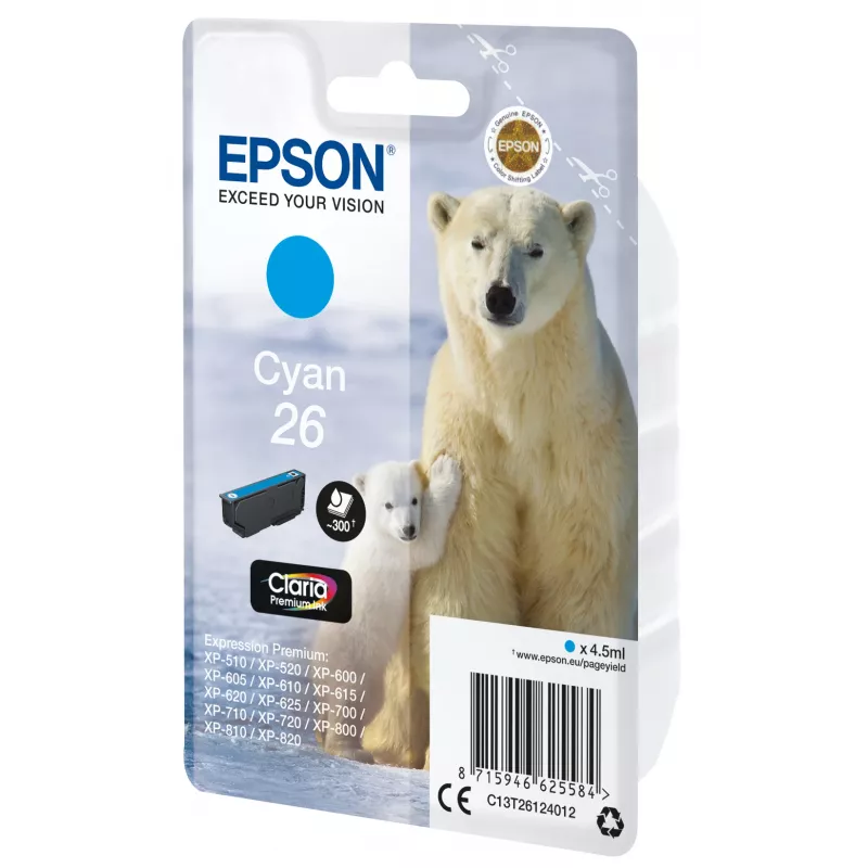 Epson Eisbär jednobalenie cyan 26 Claria Premium atrament