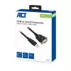 ACT 0,6 m USB na sériový adaptér, čierny, 0,6 m, USB Type-A, DB-9, konektor samec, konektor samec