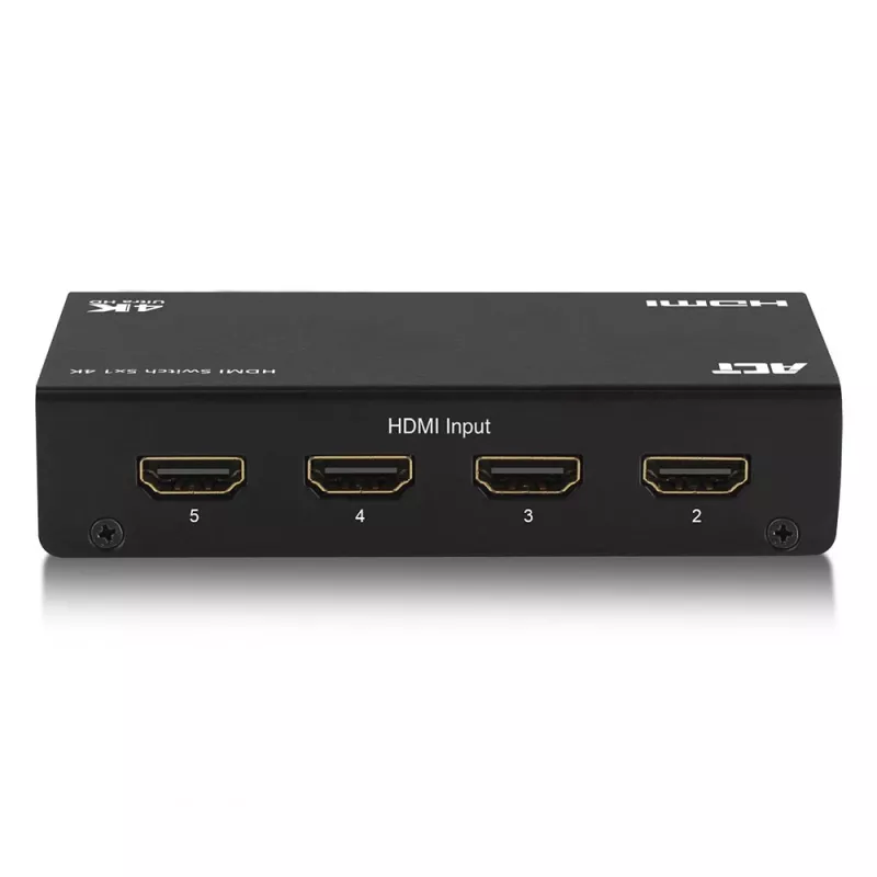 ACT 5x 1 HDMI switch, podpora 3D a 4K, HDMI, čierny, 60 Hz, 2160p, indikátor prevádzky, 203 mm