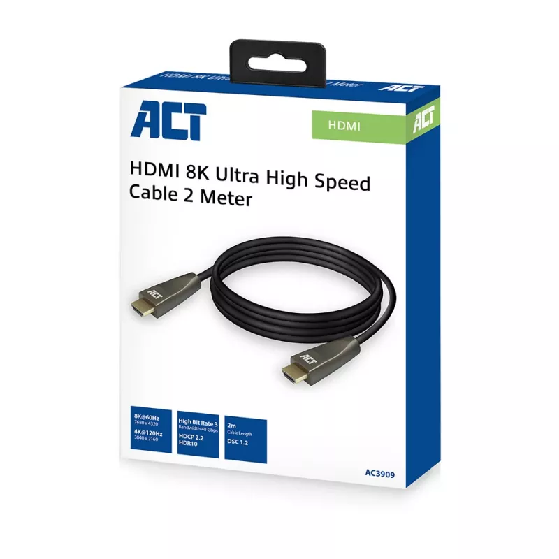 ACT 2-metrový HDMI 8K Ultra High Speed kábel v2.1 HDMI-A konektor samec - HDMI-A konektor samec