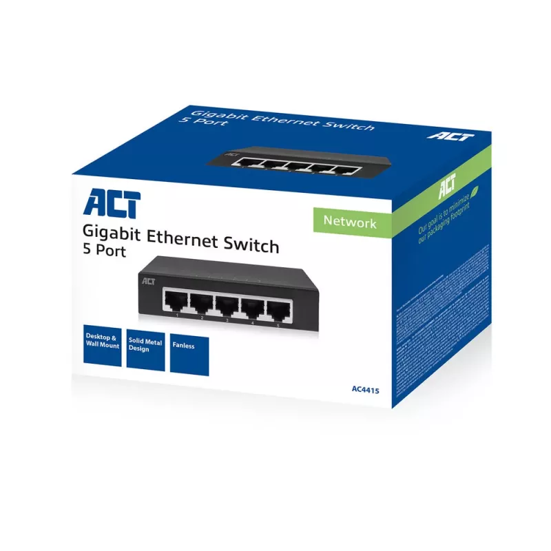 Neřízený switch ACT AC4415 Gigabit Ethernet 5 portov 10 Gbit/s
