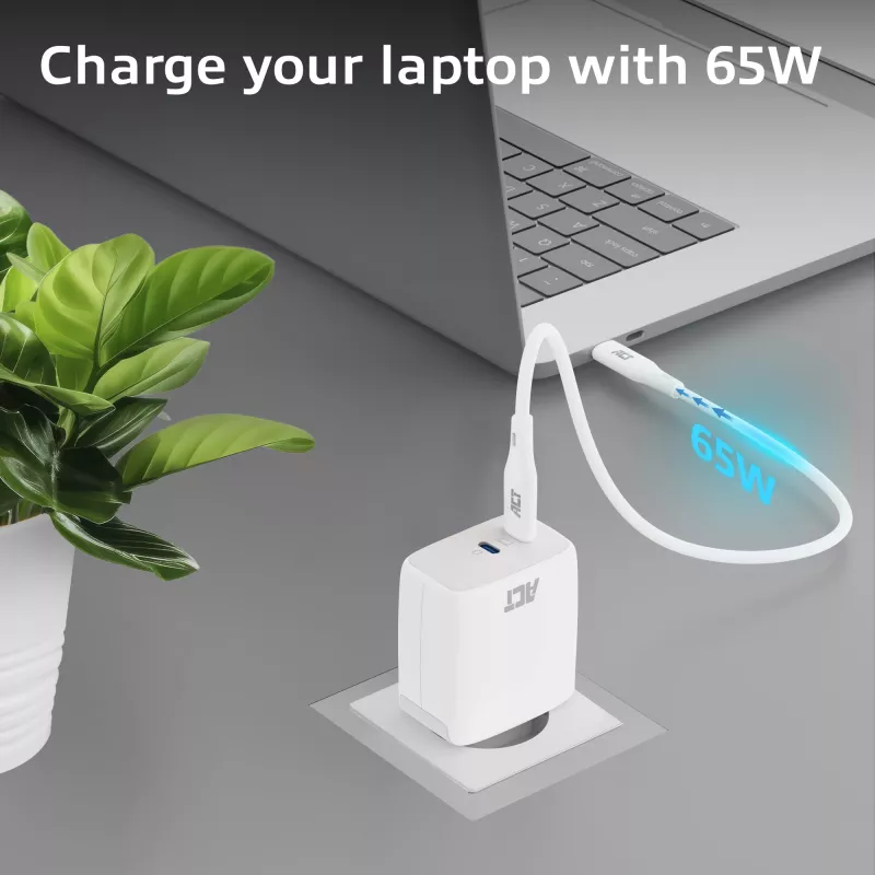 ACT USB-C nabíjačka 65W 2-port s Power Delivery PPS a GaNFast