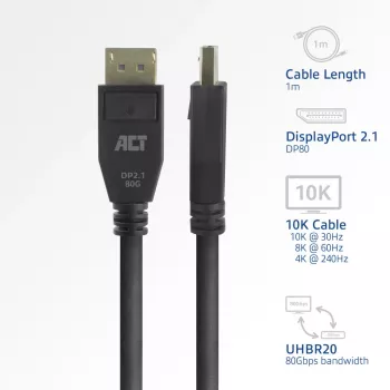 ACT AK4081 DisplayPort kábel 1 m čierny