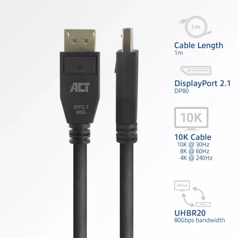 ACT AK4081 DisplayPort kábel 1 m čierny