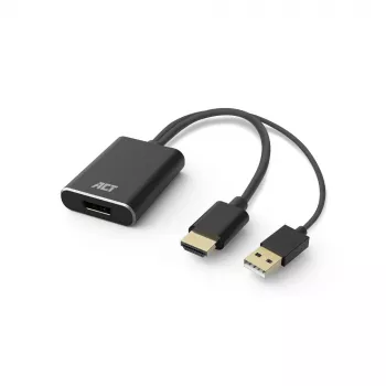 ACT AC7536 video kábel adaptér 0,24 m HDMI + USB DisplayPort čierny