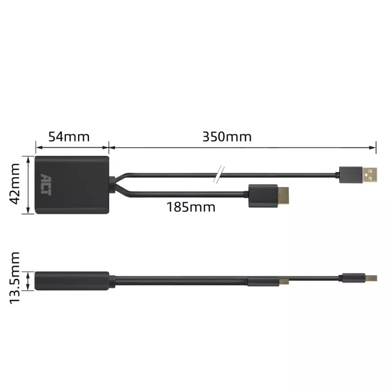ACT AC7536 video kábel adaptér 0,24 m HDMI + USB DisplayPort čierny