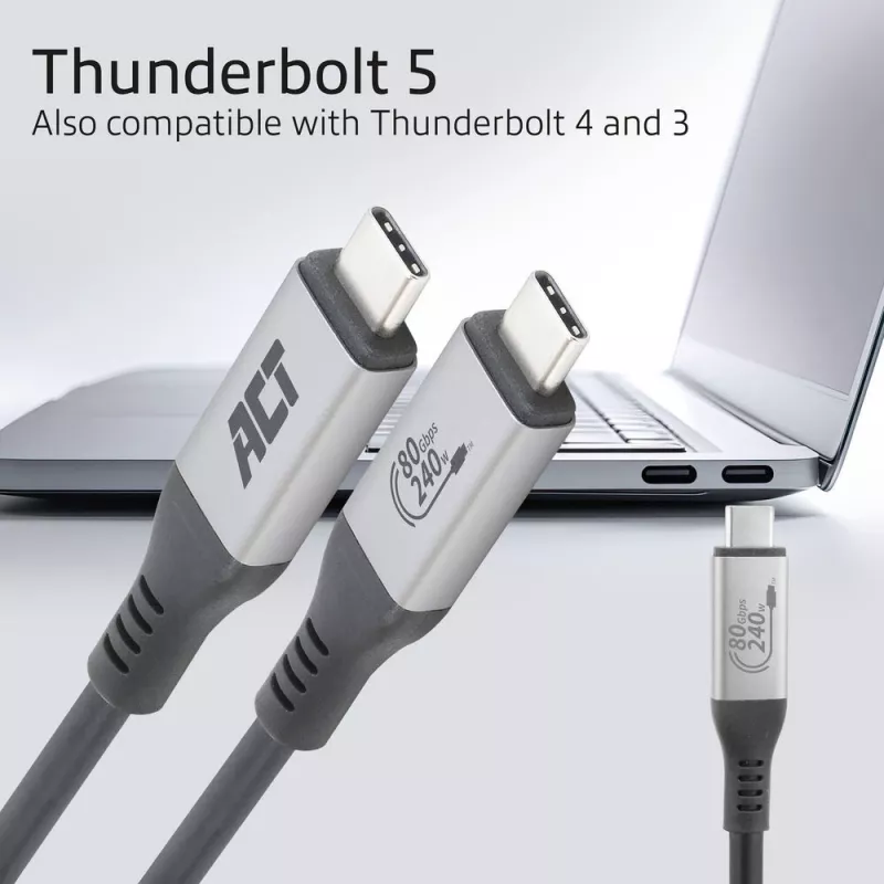ACT USB4 80Gbps Thunderbolt 5 kábel 240W USB Type-C, USB-IF certifikovaný, 1,5 metra