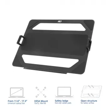 ACT univerzálna podložka na notebook pre monitorové ramená, čierna, oceľ, 29,5 cm (11,6