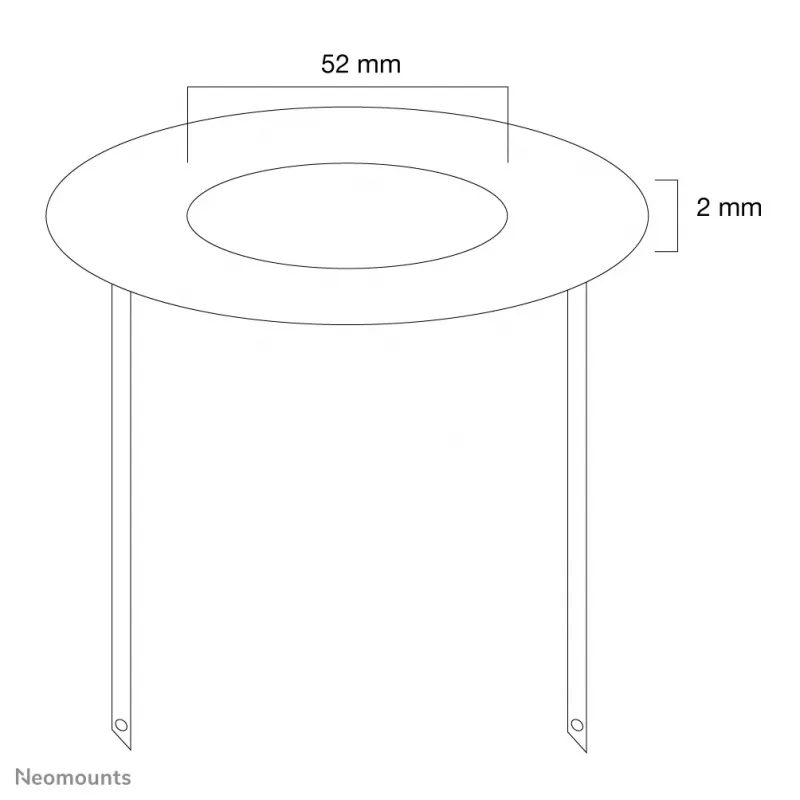 Neomounts FPMA-CRS5 stropný kryt – priem. 52 mm, strieborný, oceľ, strop, FPMA-C100, FPMA-C100SILVER, 2 mm, 5,2 cm