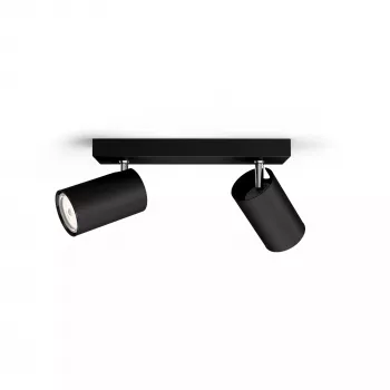 Stropný/nástenný spot Signify Philips myLiving Kosipo 2x GU10 LED 220-240V IP20 čierna