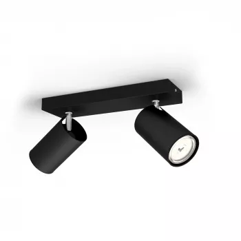 Stropný/nástenný spot Signify Philips myLiving Kosipo 2x GU10 LED 220-240V IP20 čierna
